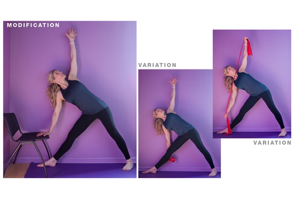 extended triangle yoga modification